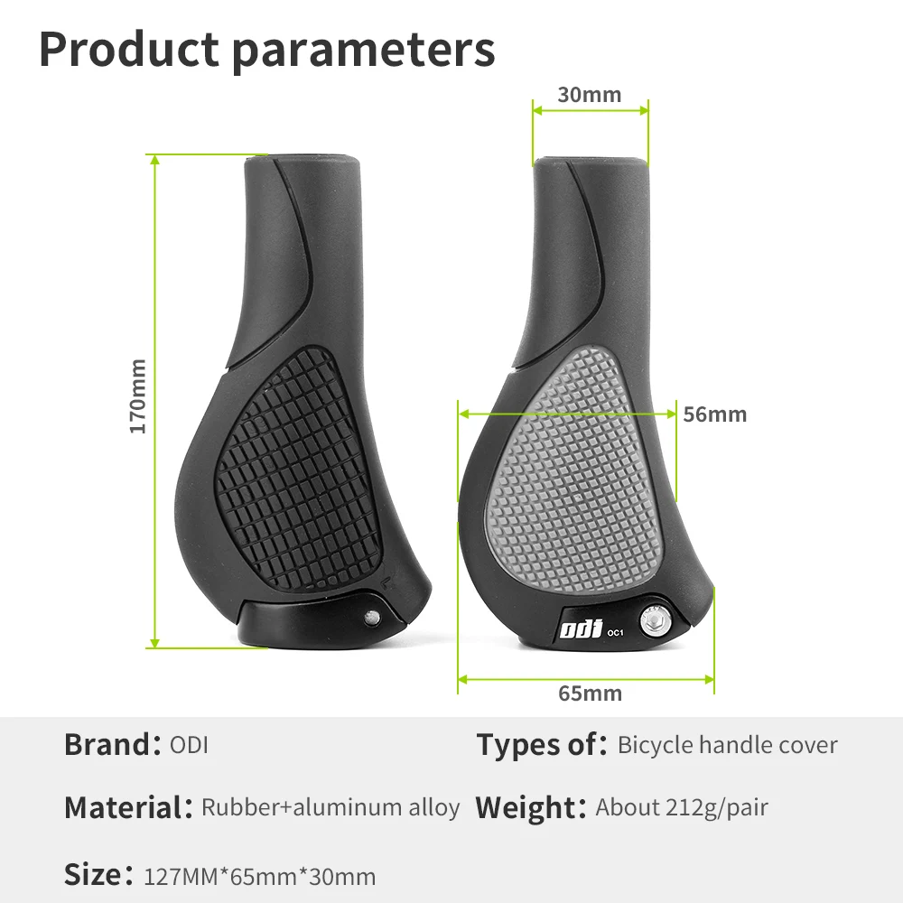 ODI OC1 자전거 그립, 22.2mm 대형 패드, 자전거 핸들 바 커버, MTB 미끄럼 방지 그립, 인체 공학적 사이클링 고무 볼 핸들 액세서리