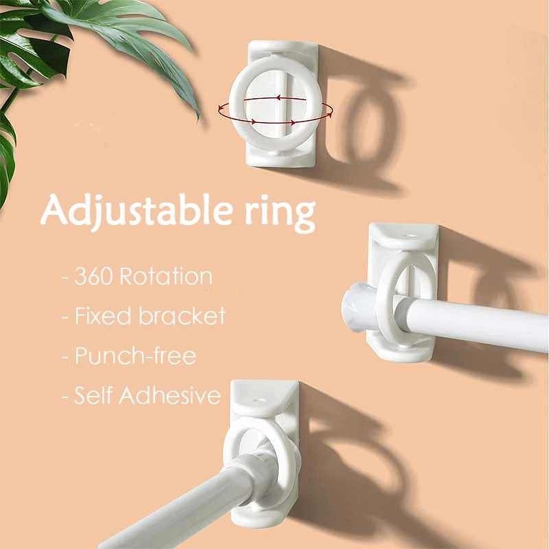 2pcs Punchfree Curtain Rod Holder Clamp Hooks 360 Rotation Adjustable