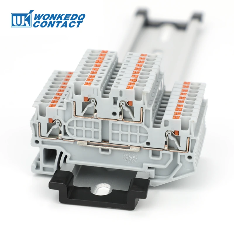 PTTB 1.5/S Double Level Push-in Din Rail Terminal Block 4-Conductor PT 1.5mm&sup2; Cable Electrical Wire Connector PTTB1.5 PTTB-1.5 wire connectors din rail terminal block