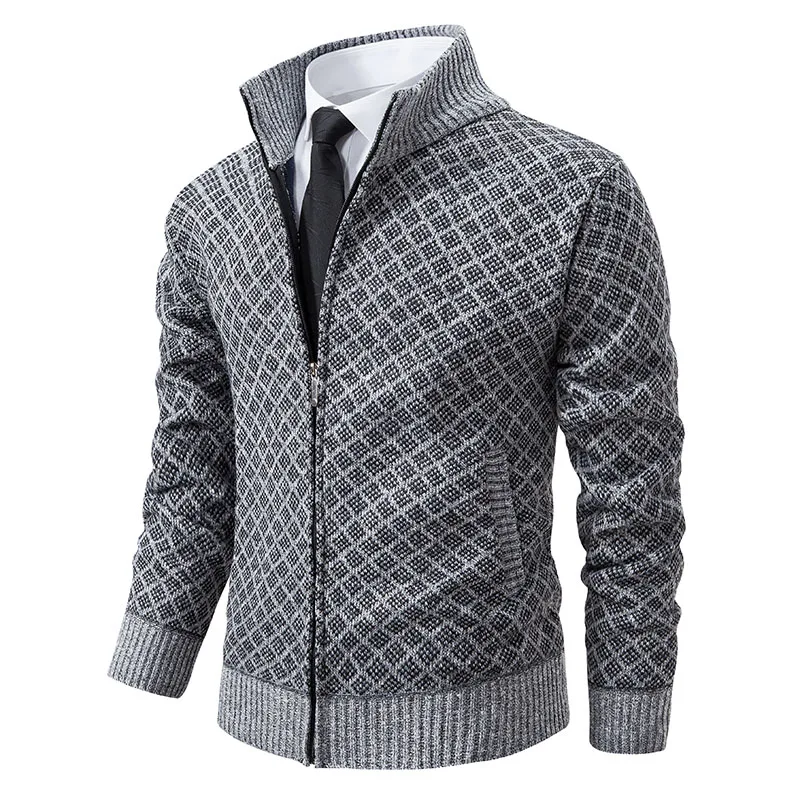 Men Casual Cardigan Sweatercoats Stand Collar Fleece Thicker Warm Sweaters Autumn Winter Outwear Slim Sweaters Jackets knitted cardigan knitted sweater coat sweater coats fleece cardigan