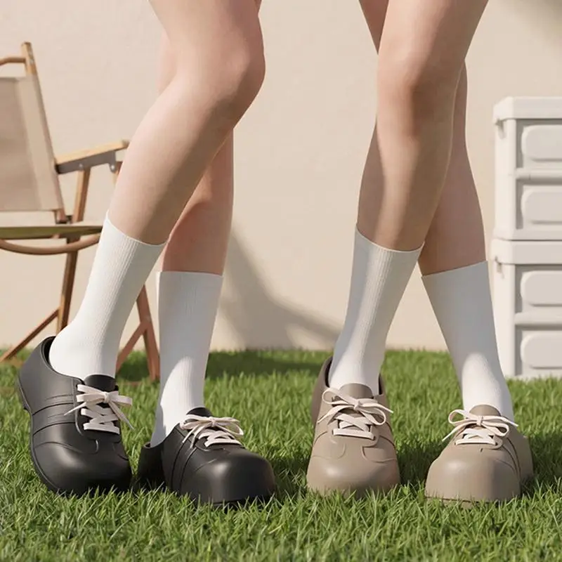 Soft Thick Bottom Lace Up Decoration Clogs Women Summer 2026 Light Weight EVA Mules Slippers Woman's Height Increase Sneakers