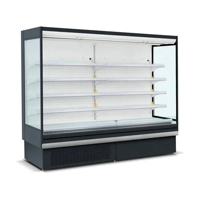 Supermarket Soft Drinks Showcase Chiller Front Open Chiller Front Open Refrigerator Air Curtain Display Case Painted Cooler