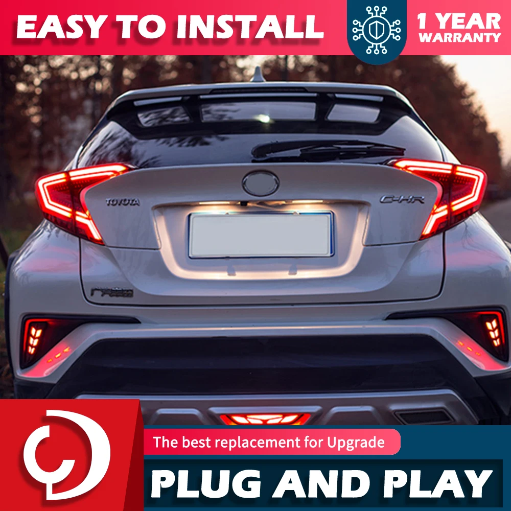 

Автомобильный Стайлинг, задний фонарь для Toyota C-HR, задний фонарь 2018-2021 CHR, светодиодный задний фонарь DRL, динамический сигнал, тормоз, автомобильные аксессуары