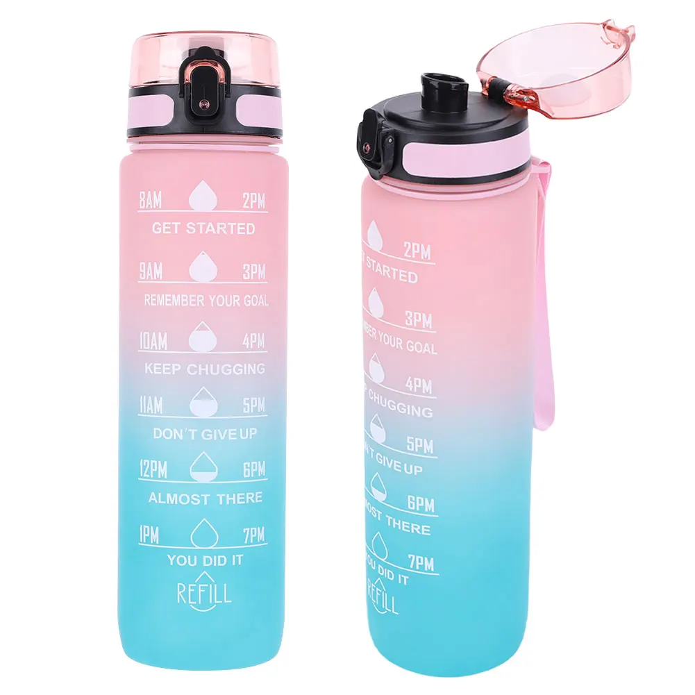 1000ml Motivational Water Bottle with Handle Sport Water Bottle Large Capacity Time Scale Cup for Outdoor Sports