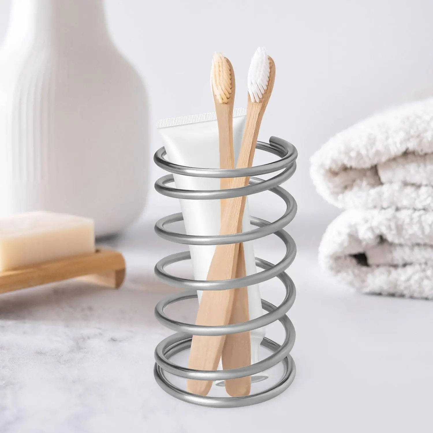 2pcs Stainless Steel Toothbrush Holder Metal Bathroom Accessories Tool for Toothpaste Makeup Brush Storage Rack Home Decor