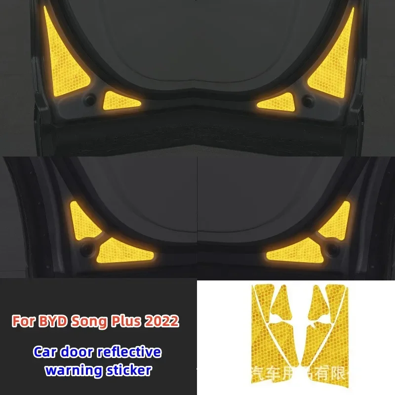 

Светоотражающая предупреждающая наклейка на дверь автомобиля, автомобильные светоотражающие полосы для защиты от столкновений для BYD Song Plus 2022, аксессуары
