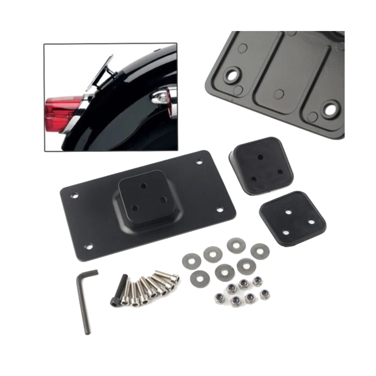 

Motorcycle Laydown Tilt License Plate Kit Frame Mount for Harley Big Twins Sportster Dyna Softail