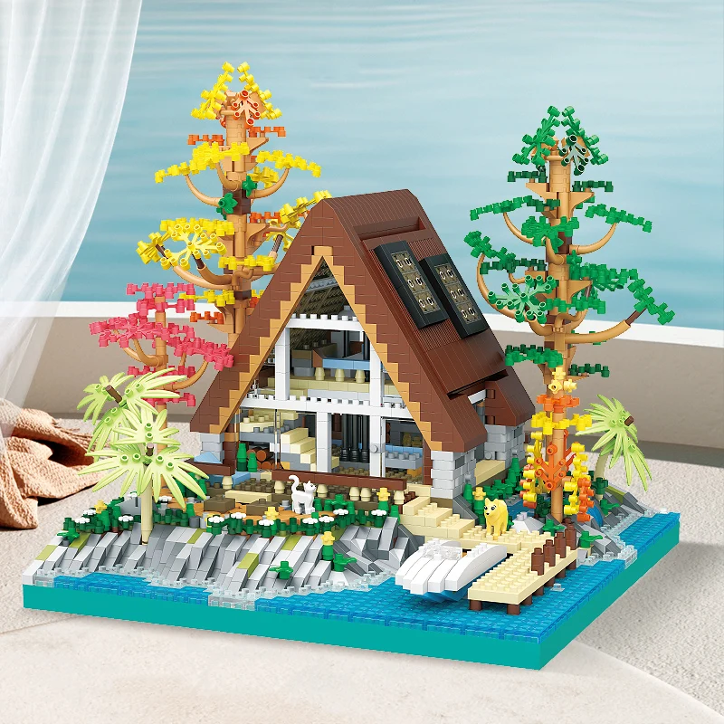 

Lake Island Building Blocks Kids Gift Wooden House Micro-Particle Bricks Assembly Toys Children Gift Home Deco Plastic Model