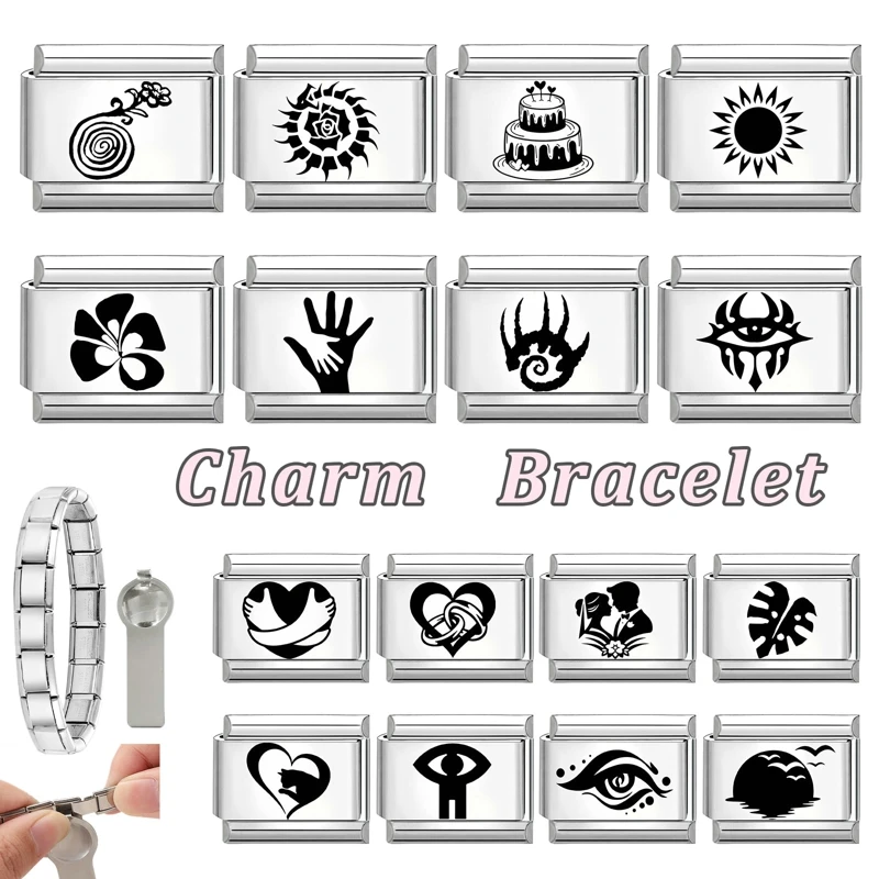 Girls DIY Laser Engraving Charm Links Bracelet