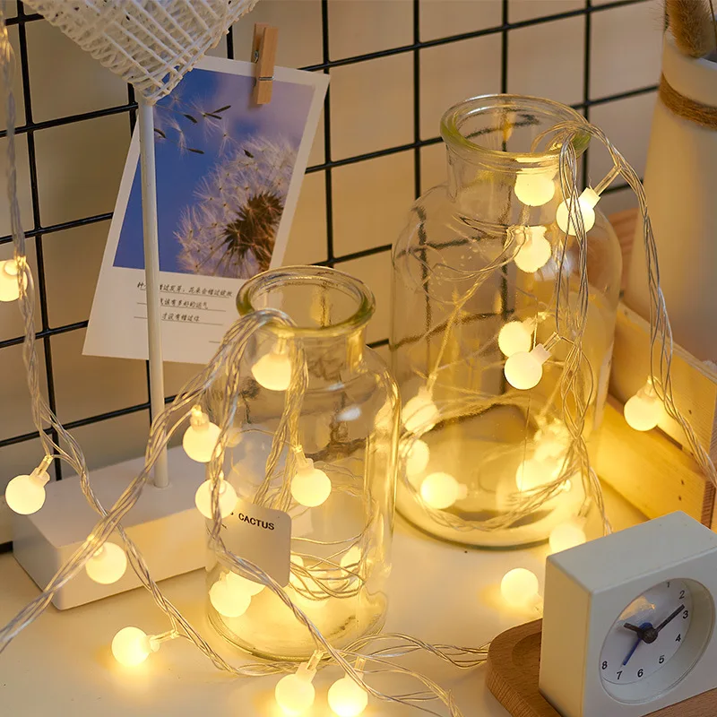Ball LED string lights outdoor ball chain lights garland bulb fairy party home wedding garden Christmas decor 10m