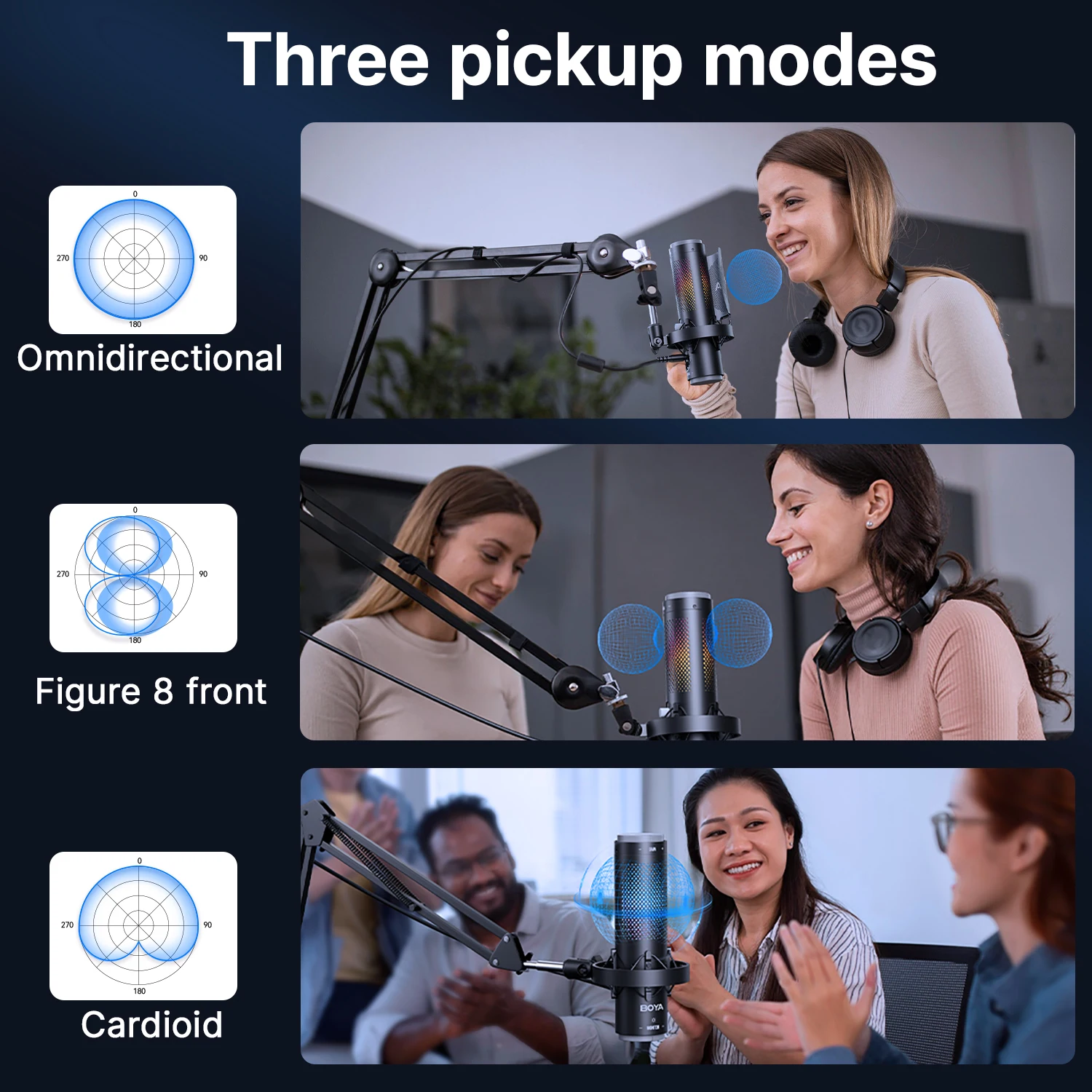 ميكروفون مكثف USB BOYA K9 مع تحكم RGB/مقبس سماعة ا...