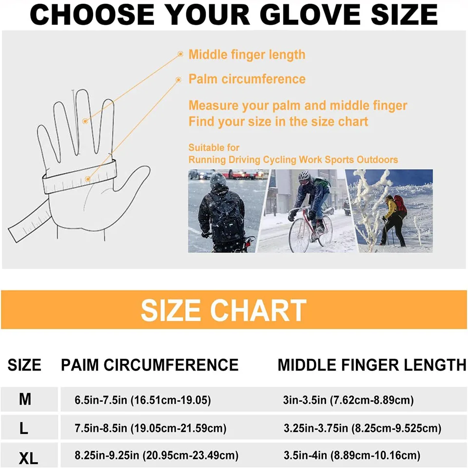 GTUBIKE Winter Gloves for Men Women, Cold Weather Warm Windproof Gloves, Touch Screen Thermal Gloves for Driving Cycling