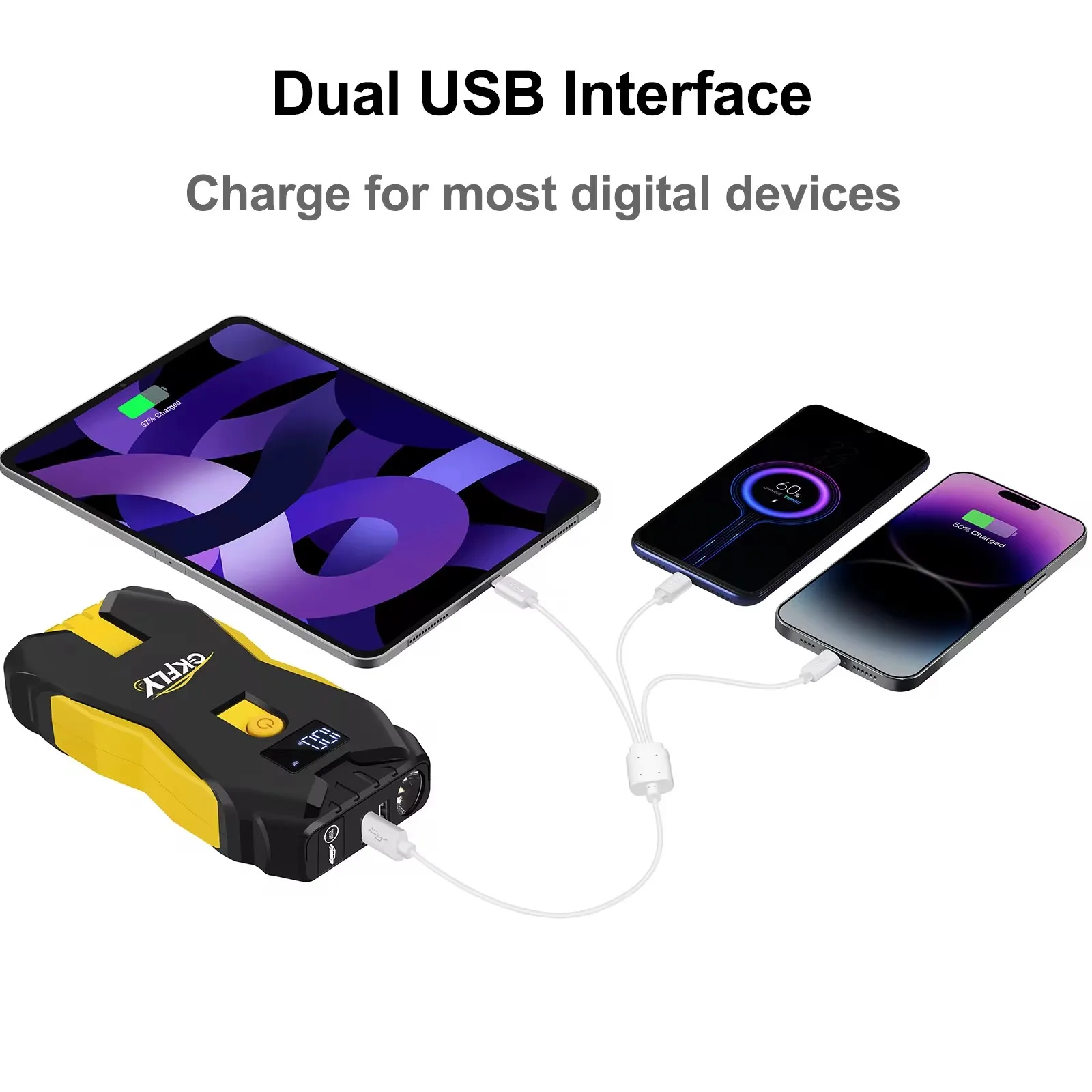 GKFLY Car Jump Starter Battery Power Bank 1200A for Car Starter Portable Emergency Booster 12V Auto Starting the Booster