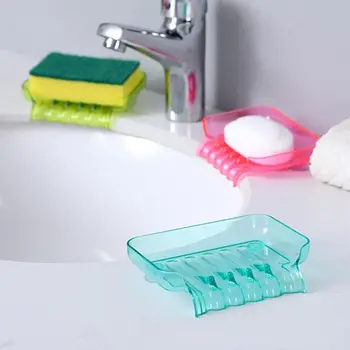 แบบพกพา Self Draining จานสบู่อุปกรณ์ห้องน้ําน้ําตกผู้ถือสบู่ดูดถ้วย Draining SOAP Storage Rack 1