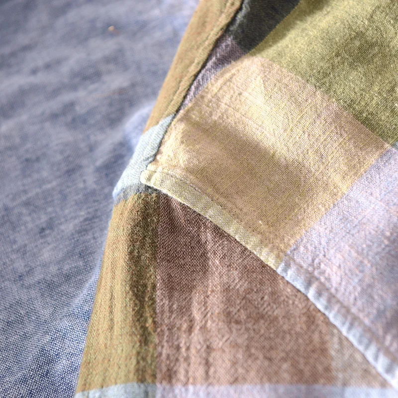 Cotton Linen Casual Plaid Shirts for Men Long Sleeve Tops Male Loose Turn-down Collar Fashion cotton shirt,long sleeve shirt,men casual shirt