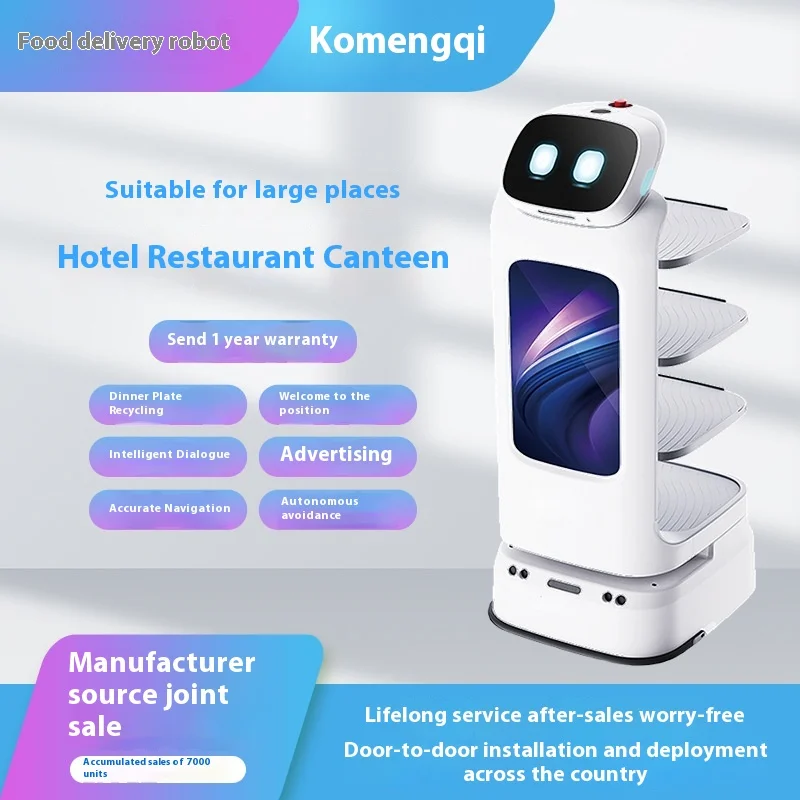Robot intelligente per la consegna di cibo per hotel e ristoranti Servizio di benvenuto pubblicitario con dialogo vocale - immagine 2