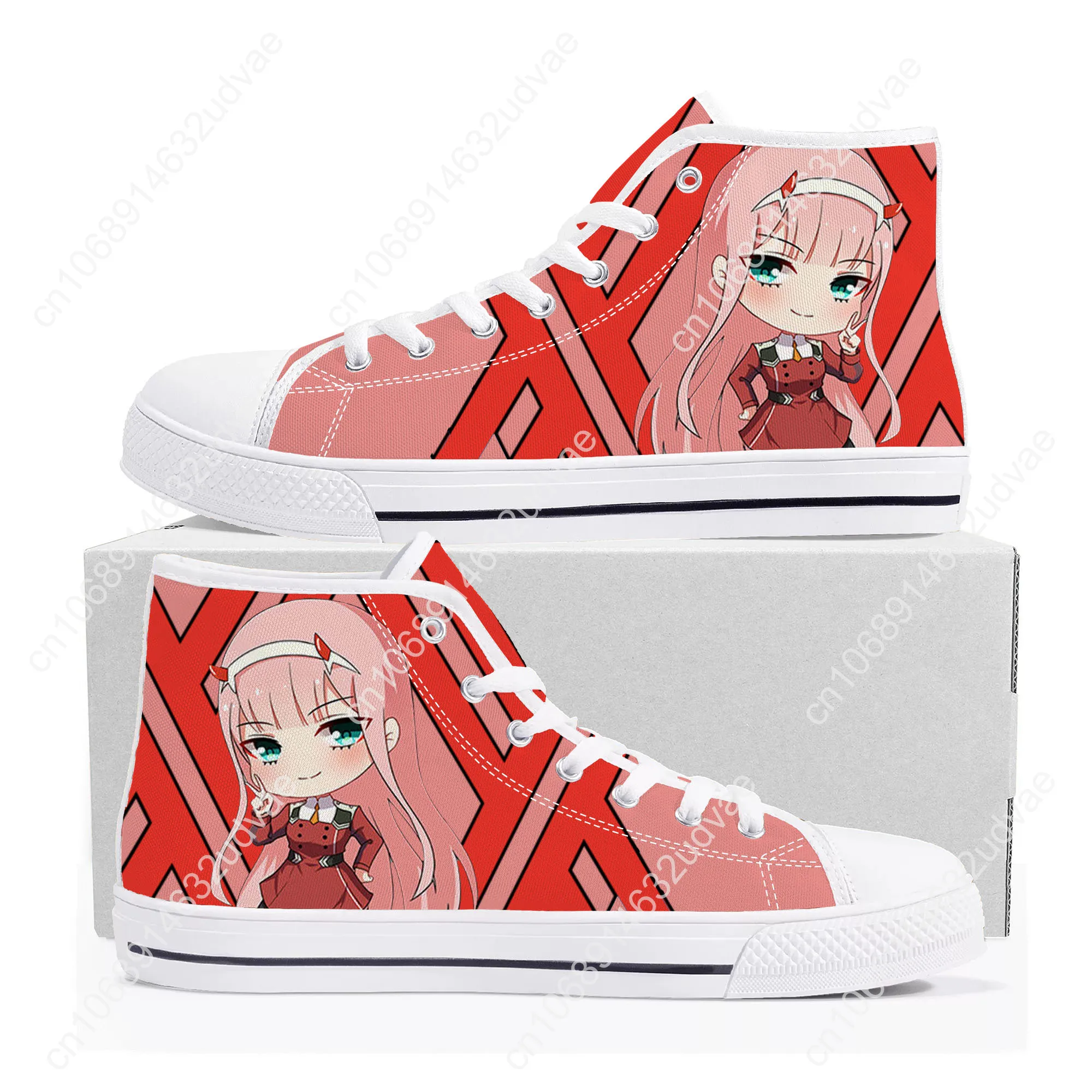 DARLING In The FRANXX Zero Two High Top Sneakers Mens Womens Teenager Canvas Sneaker Casual Couple Shoes Custom White Shoe