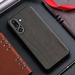 Bamboo Wood Leather Back Phone Case with Stylish Pattern for Galaxy M51 (GY)