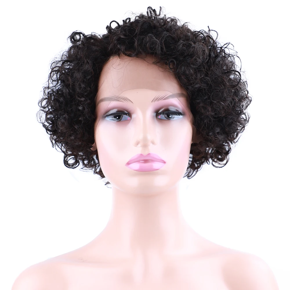 Short Afro Curly Human Hair Wigs for Women T Part Lace Wigs Natural Hair Colored Human Hair Wigs Black Curly Human Hair Wigs