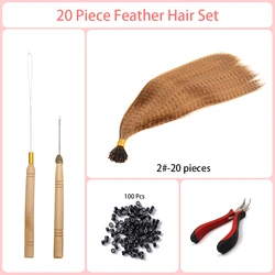 Vibrant I-Tip Faux Feather Hair Extensions - 16 Heat-Resistant Fiber Bundle - 16inches (2)
