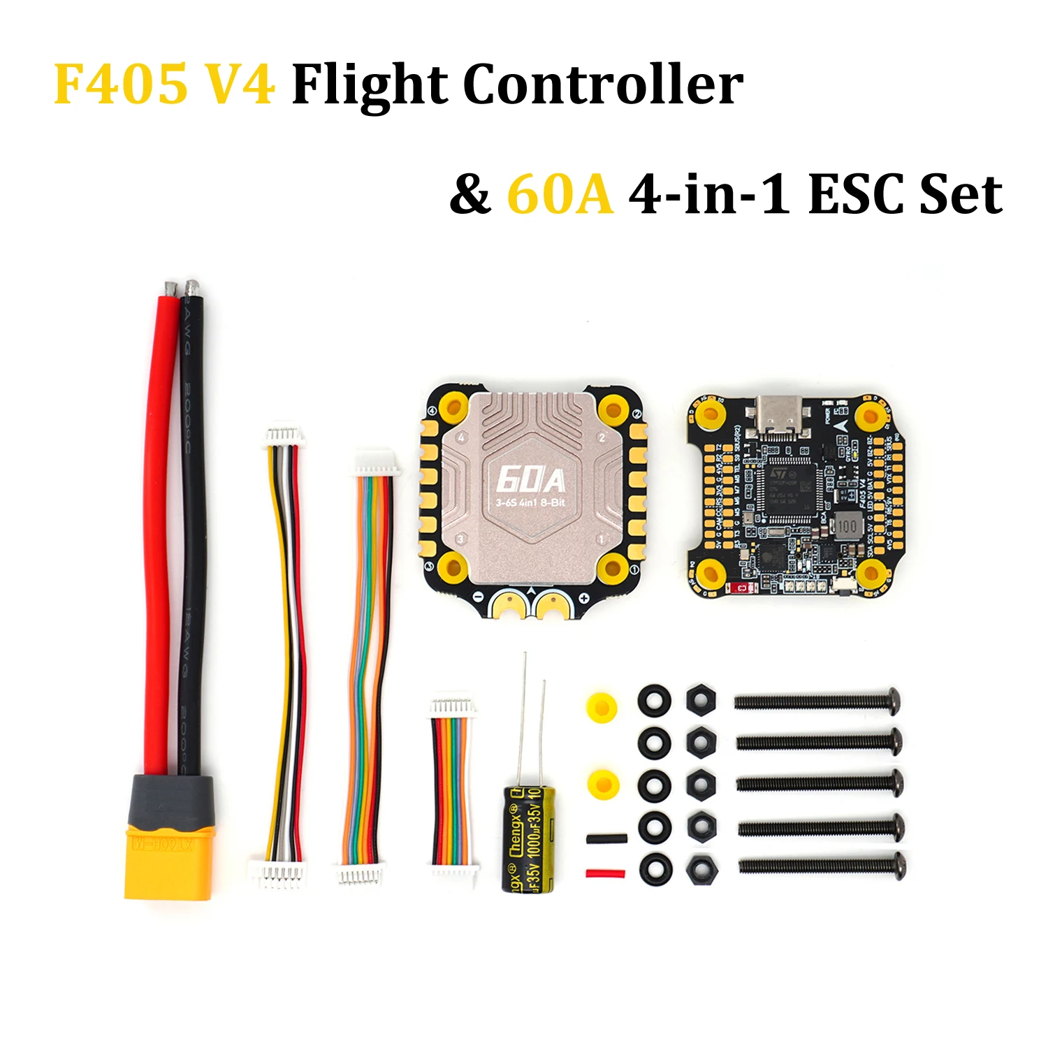 ตัวเลือกสินค้า ชุดควบคุมโดรนแข่ง FPV 4in1 3-6S 60A ESC