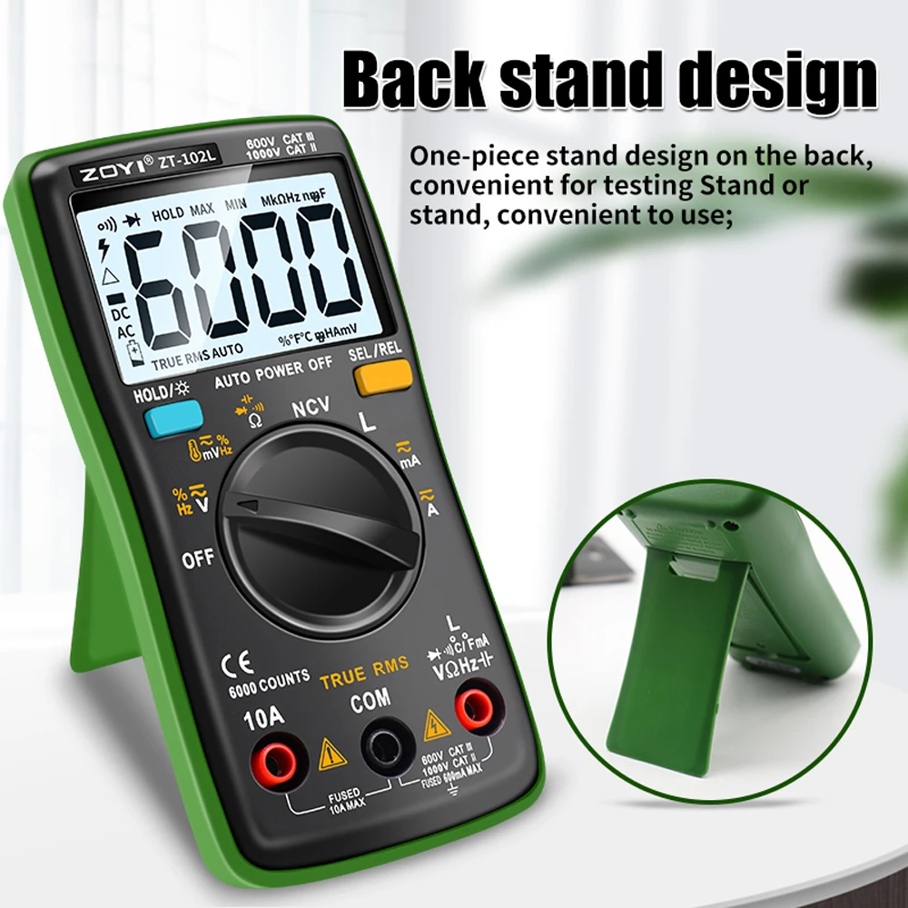 

Digital Multimeter 6000 Counts True RMS Current Voltage Capacitance Resistance Inductance Frequency Diode Tester LCD Voltmeter