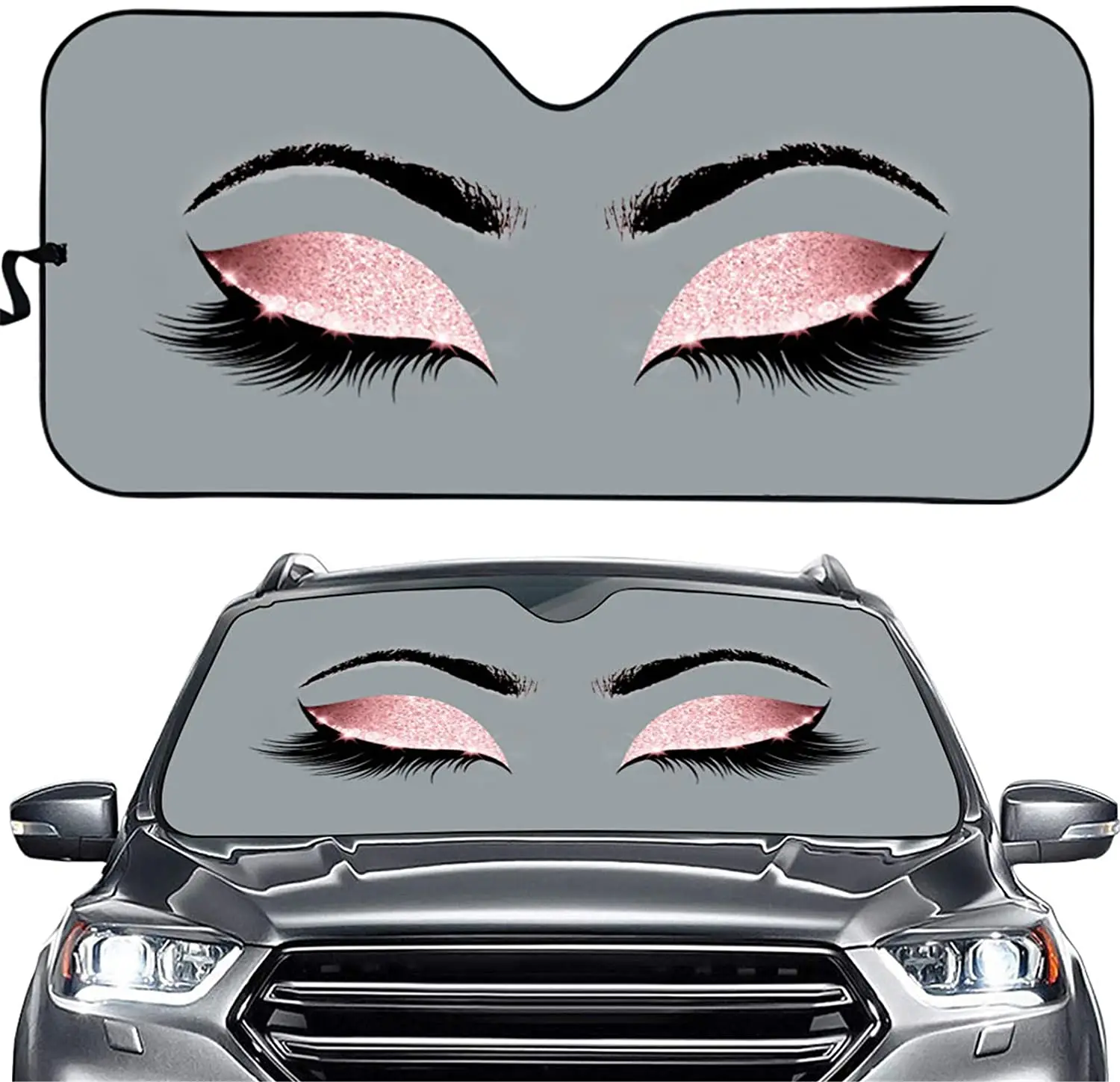 

Car Sunshade Coloranimal Car Windshield with Woman Pink Glow Eyesha