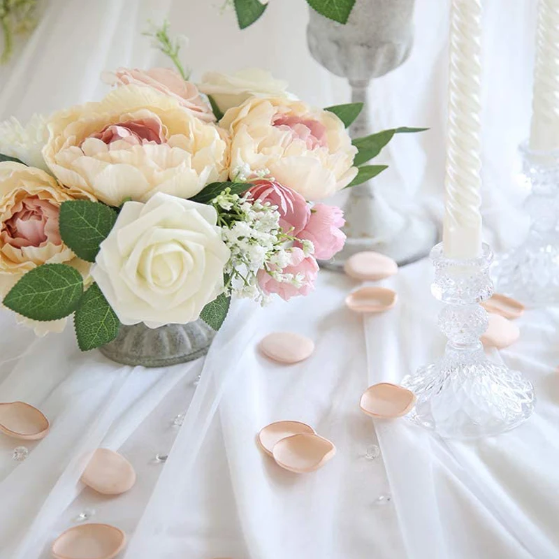 100pcs Champange Satin Rose Petals Wedding Accessories Home Decoration Girl Basket Throw Petals artificial rose petals