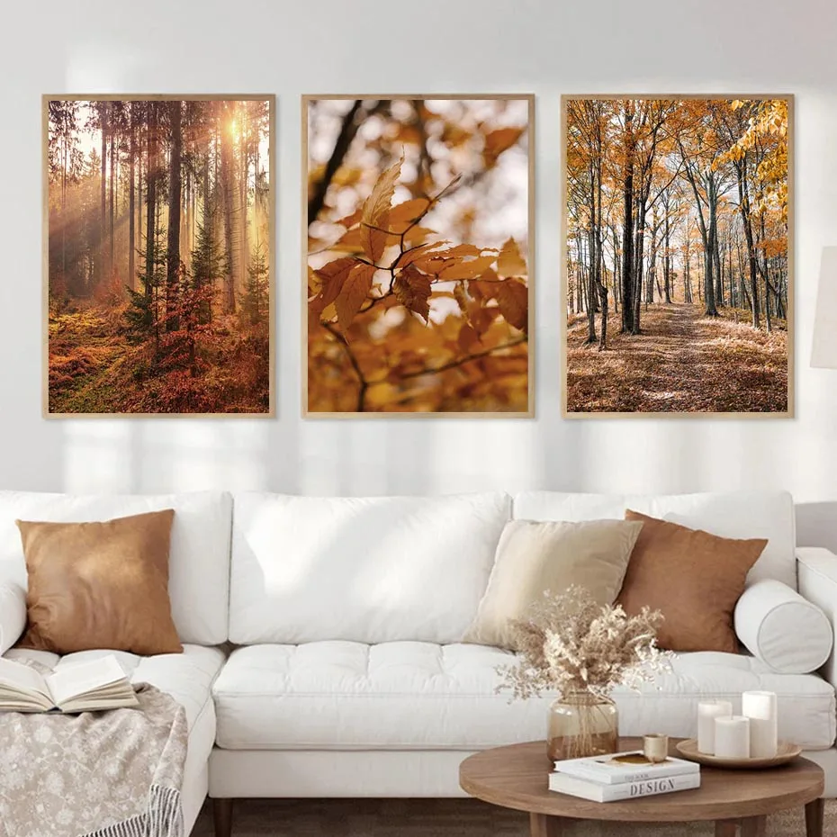 Autumn Scenery Canvas Painting Poster Pumpkin Leaves HD Printing Wall Art Picture Print Living Room Bedroom Home Dec