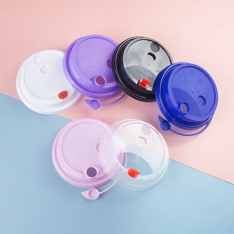100pcs/pack 90mm Plastic Bubble Tea Cup Lid Colorful Disposable Milk Tea Cup Cover