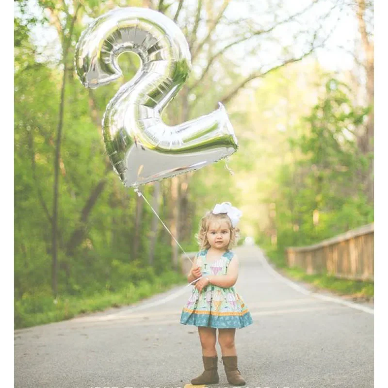 32 inches Rose Gold Sliver Number Foil Balloons Large For Birthday Party Wedding Decoration