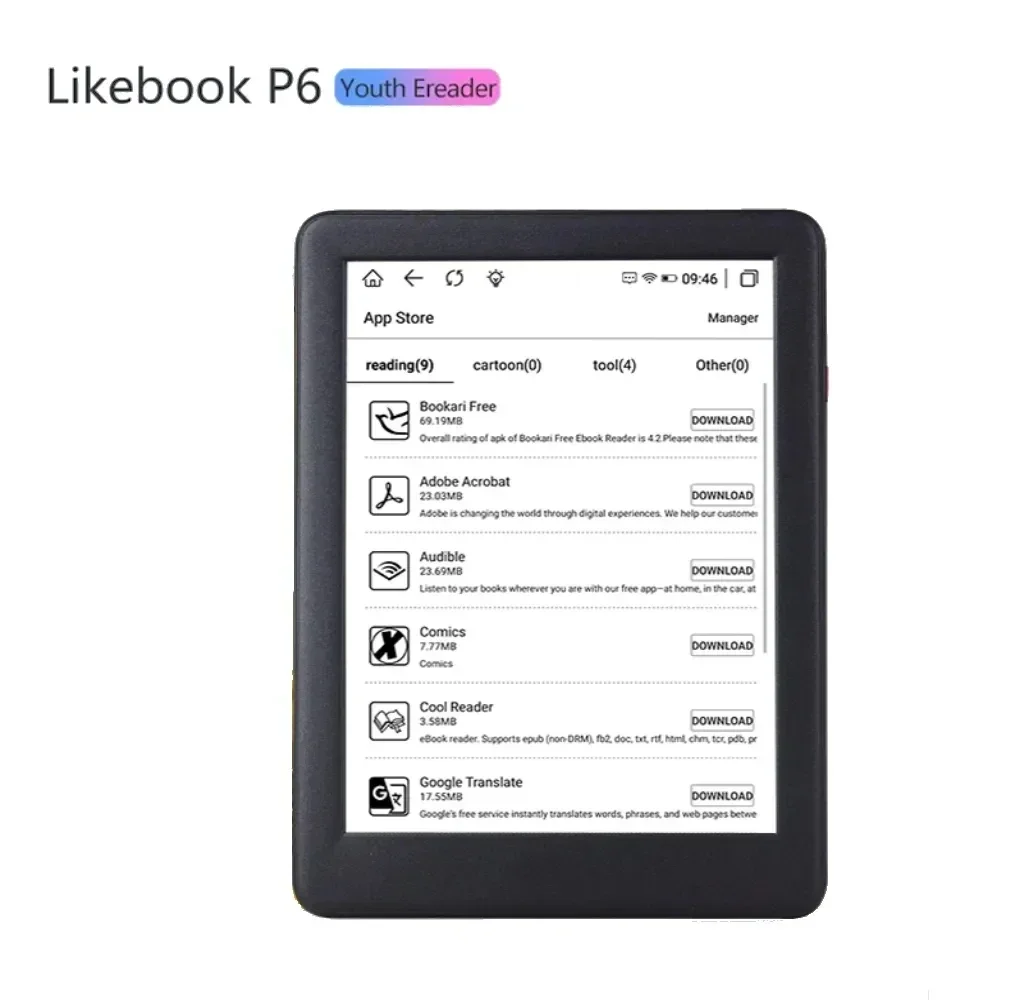 

2023 NEW Boyue likebook P6 6" Ebook reader Ereader with Dual color frontlight 1G/16GB 8-core android 8.1 eink reader book