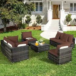 Tropical Print Non-Slip Sofa Cushion Covers - Stylish Outdoor Furniture Protectors - L-SHAPED (Coffee Brown)