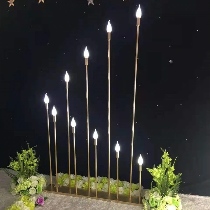 

4set 10 Heads Metal Candelabra Candle Holders Electric Wedding Table Centerpiece Road Lead Candelabrum For Home Decor