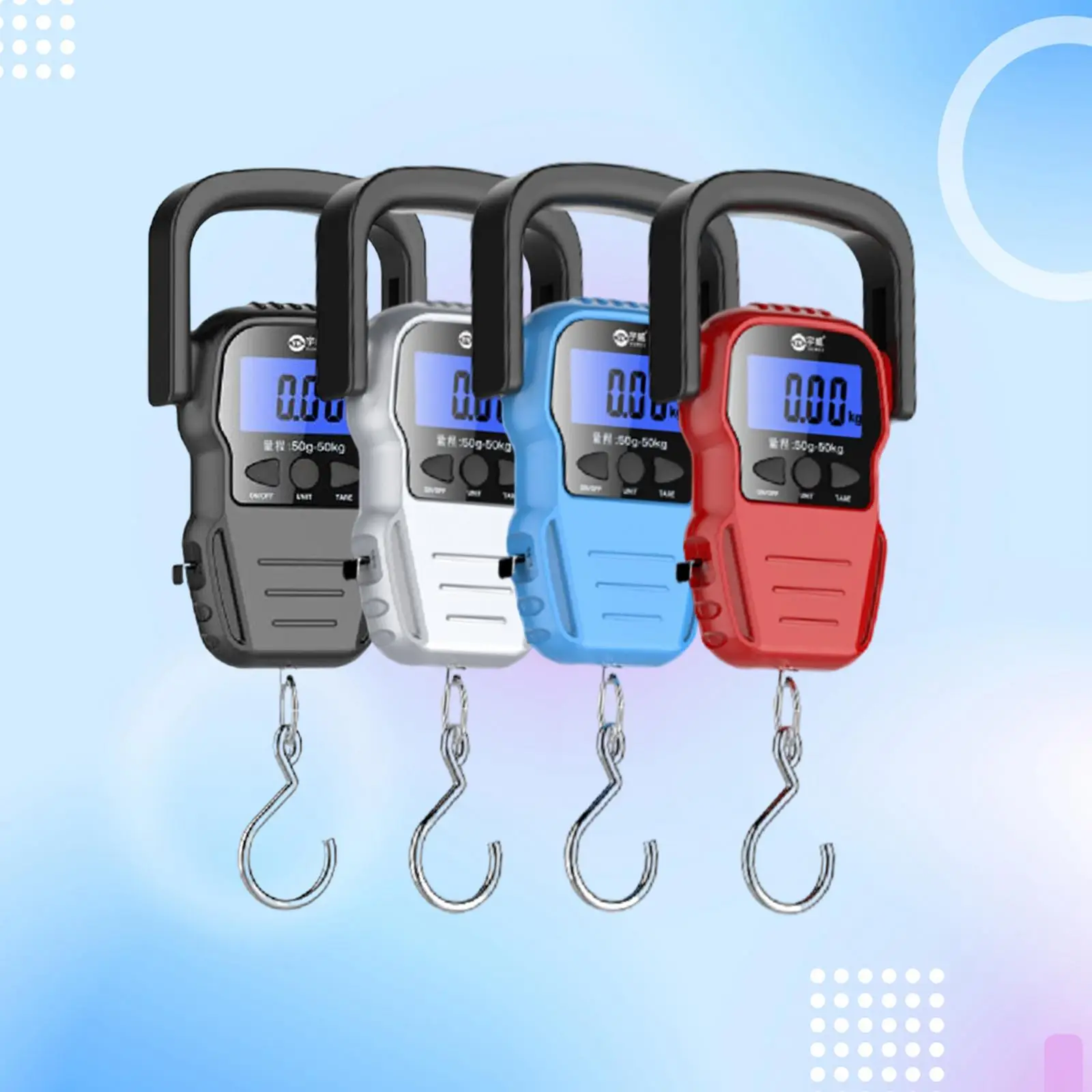 Portable Fishing Scale with Suspended Hook, LCD Electronic Scale to Weigh Luggage