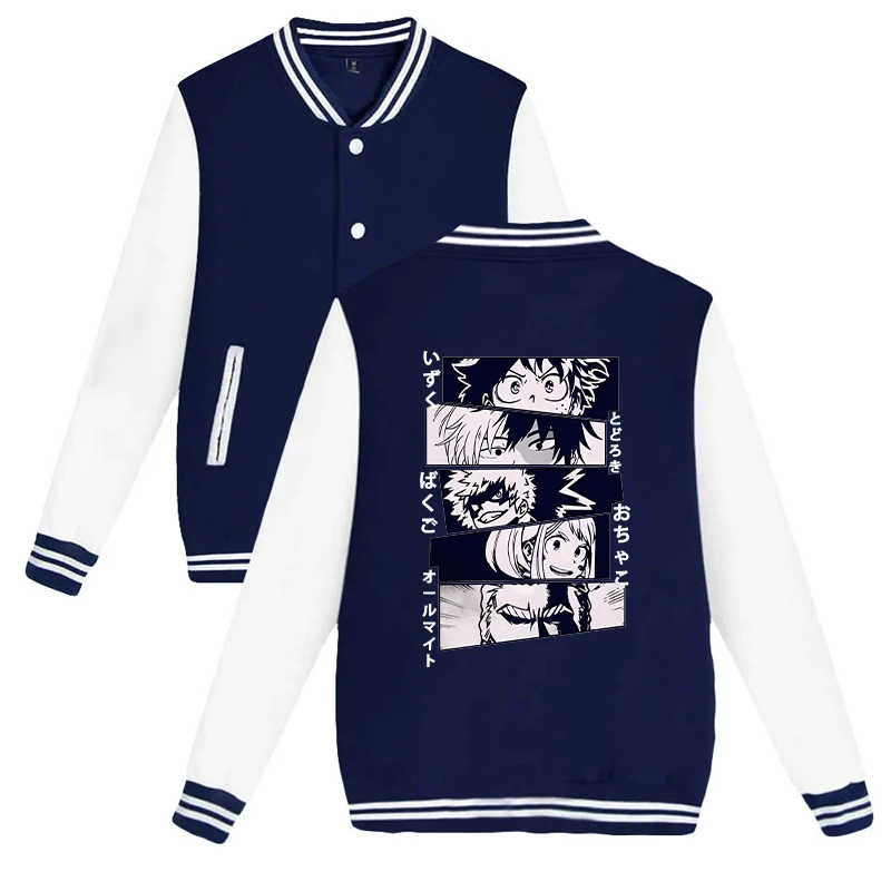 New Deku Bakugou Katsuki Todoroki Shoto Printed Baseball Jacket Women Men Outdoor Long Sleeves Hip Hop Personality Sweatshirt