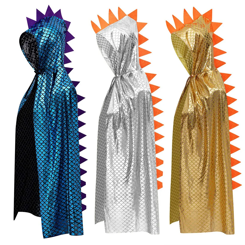 Mantello Bifacciale Bambini Dinosauro E Unicorno Con Cappuccio - Costume Carnevale