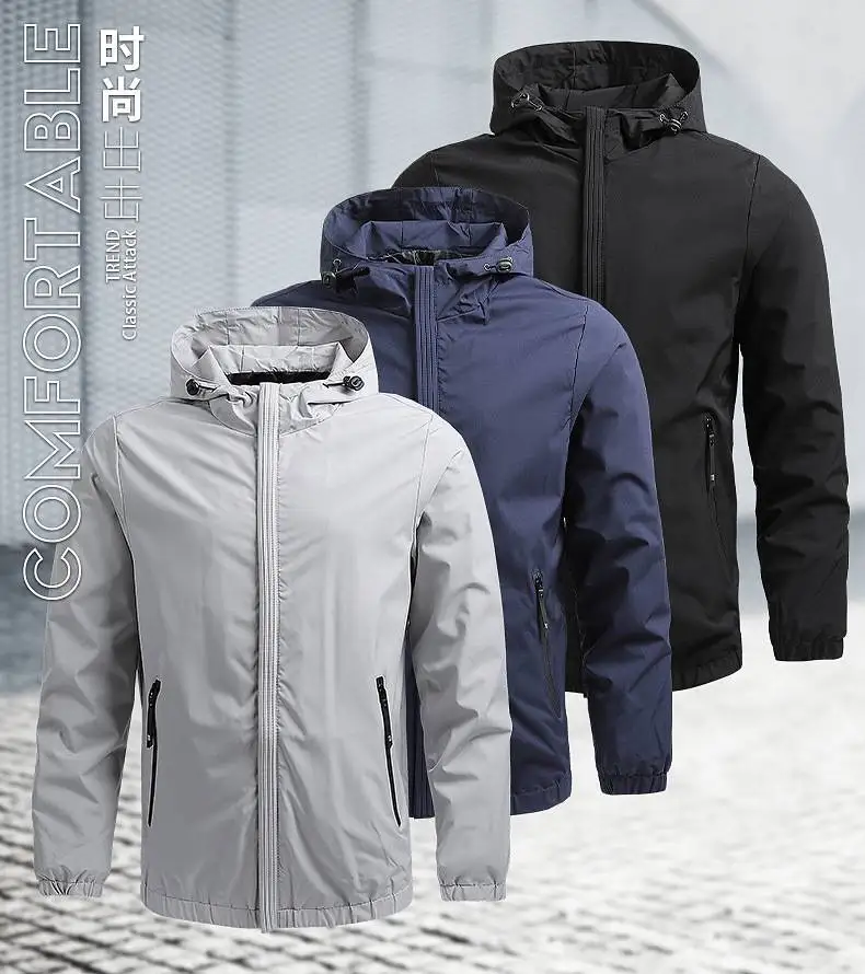 

Men's Jackets Fashion Windbreaker Male Hooded Coats Business Masculina Jacket Casual Social Outerwear Windproof Streetwear M-5XL