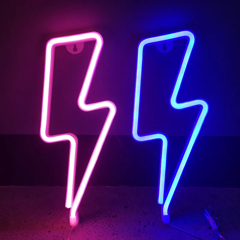 Lightning LED Neon Light Sign for Wall USB/Battery Powered Bedroom Aesthetic Cool Room Valentine's day Party Home Bar Wall Decor decorative ceiling light panels