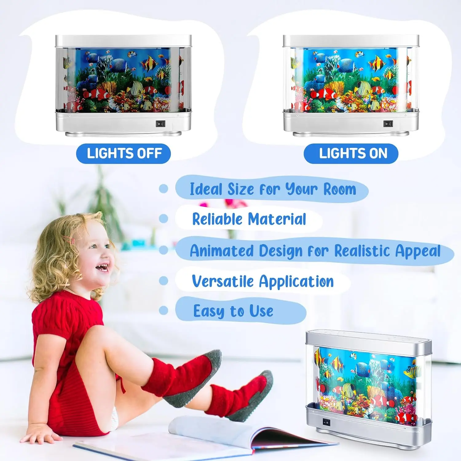Aquarium Artificial Tropical Fish Tank Lamps Decorative Night Light Virtual Ocean Dynamic LED Table Lamp Cute Room Decor Gifts 3