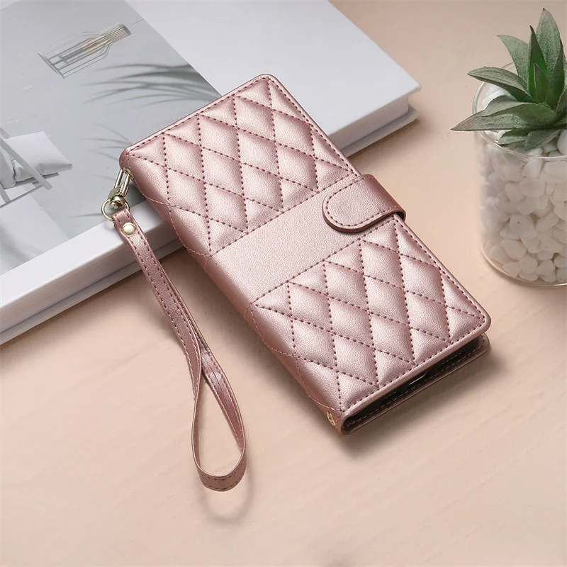 Elegant Leather Wallet Phone Case with Long Lanyard