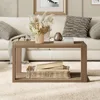 Farmhouse Rectangle Coffee Table-Boho Center Table with Storage Shelf,2-Tier Sofa Side Table Mid Century Small Table 3