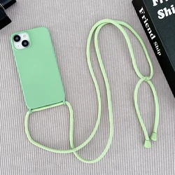Adjustable Crossbody Liquid Silicone Phone Case with Lanyard Strap - Soft Cover Necklace Design - iPhone Air (Matcha green)