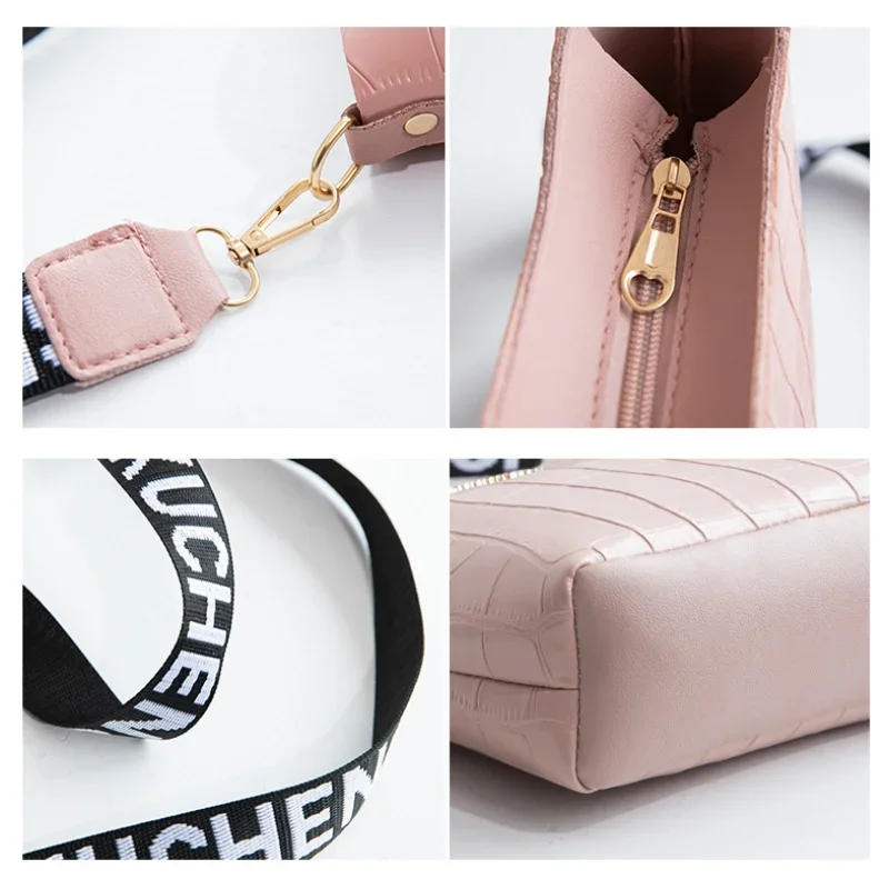 Casual Women Shoulder Bag Mini Crossbody Bucket Handbag Female Messenger Bags for Women Ladies Crocodile Purse