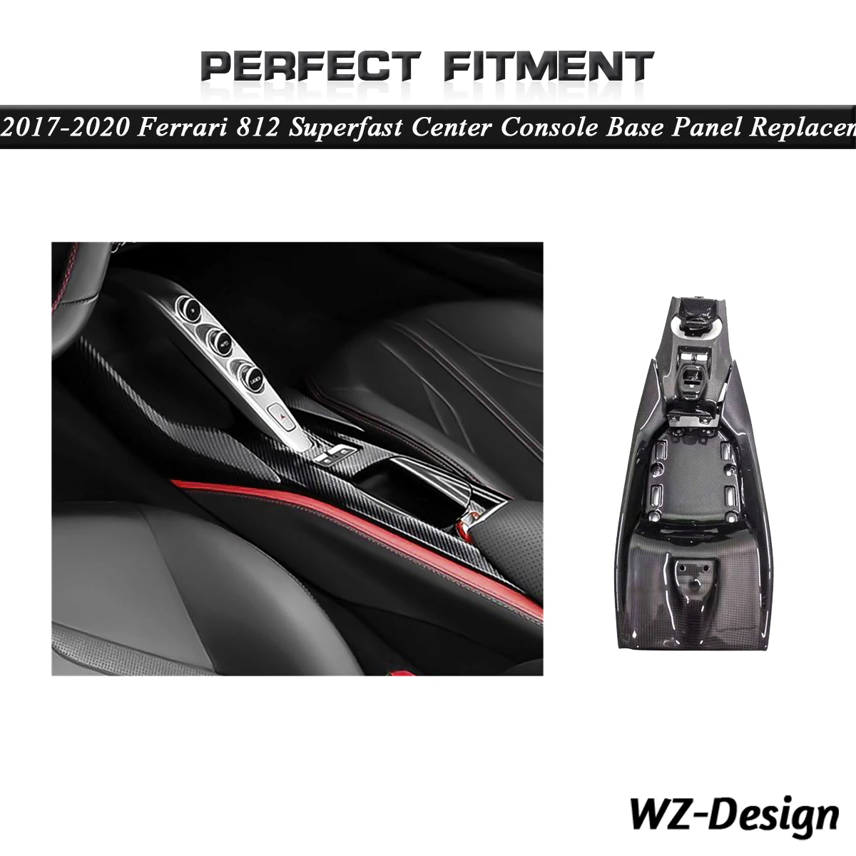 A Secco In Fibra Di Carbonio 812 Center Console Pannello Di Base Di Ricambio Fit Per Il 2017-2020 Ferrari 812 Superfast Pianura Tessuto Del Carbonio