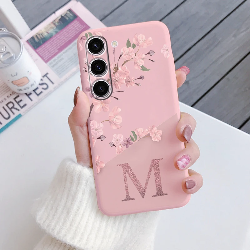 Pink Floral Soft Silicone Phone Case - Protective Back Cover with Bumper Design