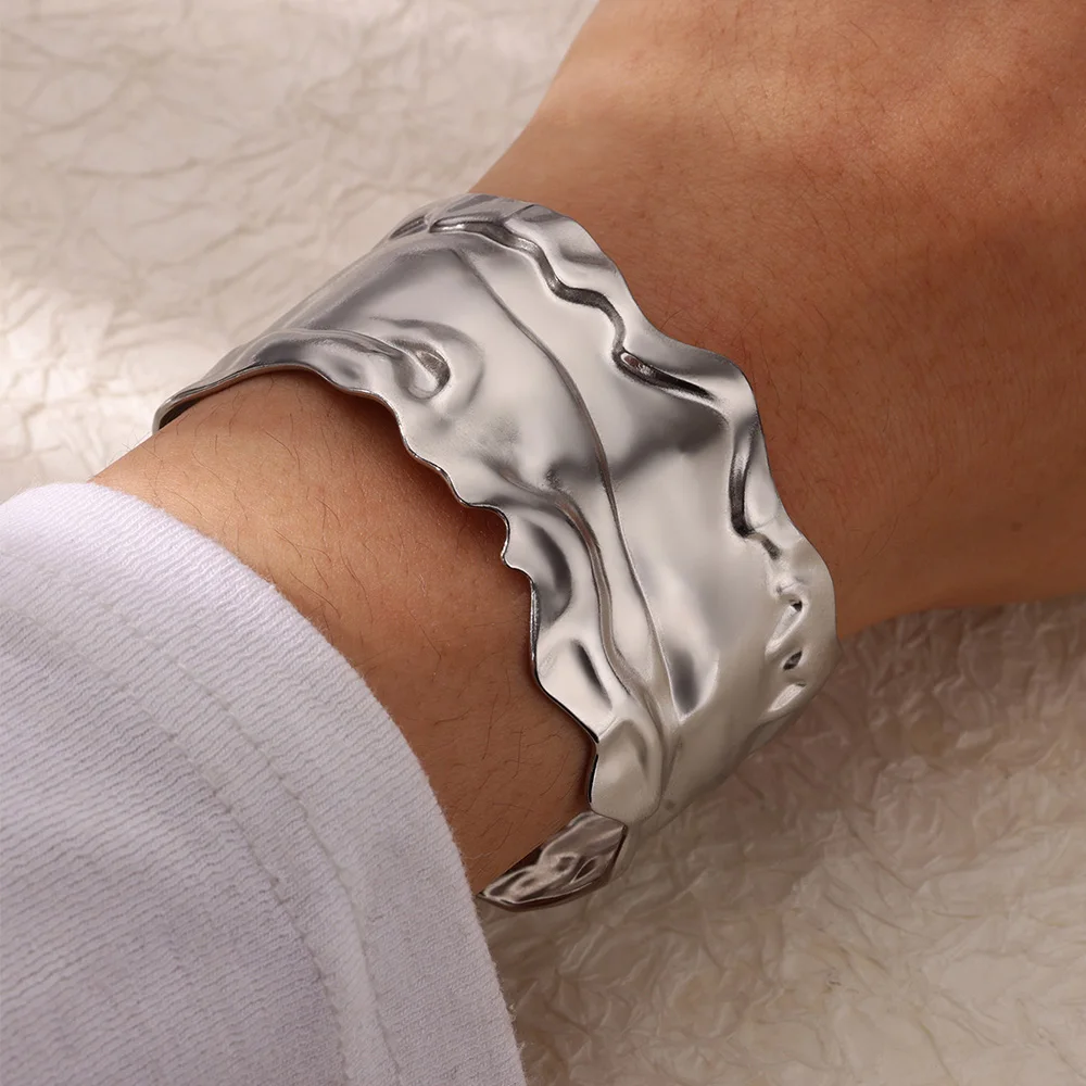 Geometric Wide Bangles for Women Wedding Party Jewelry