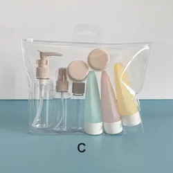 Compact Travel Toiletries Set - Refillable Mini Skincare Bottles (11Pcs - C)