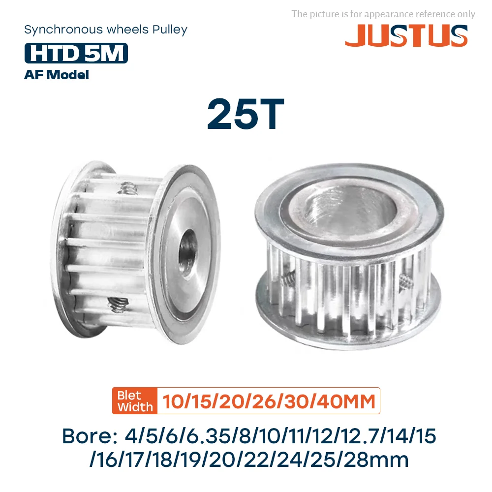 

AF Type 25 Teeth HTD 5M Timing Pulley Bore 4mm-28mm for 10/15/20/26/30/40mm Width Belt Used In Linear Pulley 5GT