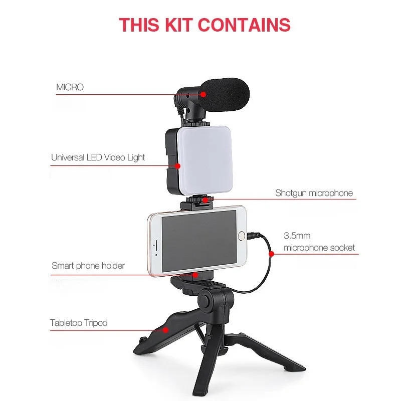 Mobile Video Production Kit Multi-functional Mobile Phone Fill Light Stand Live Desktop Tripod Stand